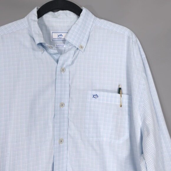 SOUTHERN TIDE Men's Shirt‎ LARGE Classic Fit Blue Plaid Button Down - Picture 1 of 9